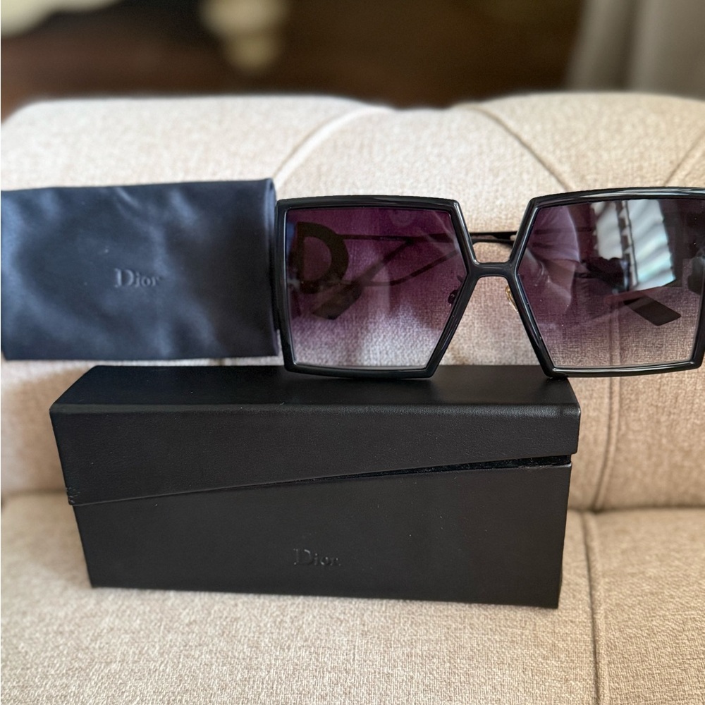 Dior Black Sunglasses with Purple Lenses